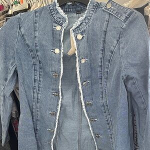 SHEIN Frayed Edge Blue Jean Jacket